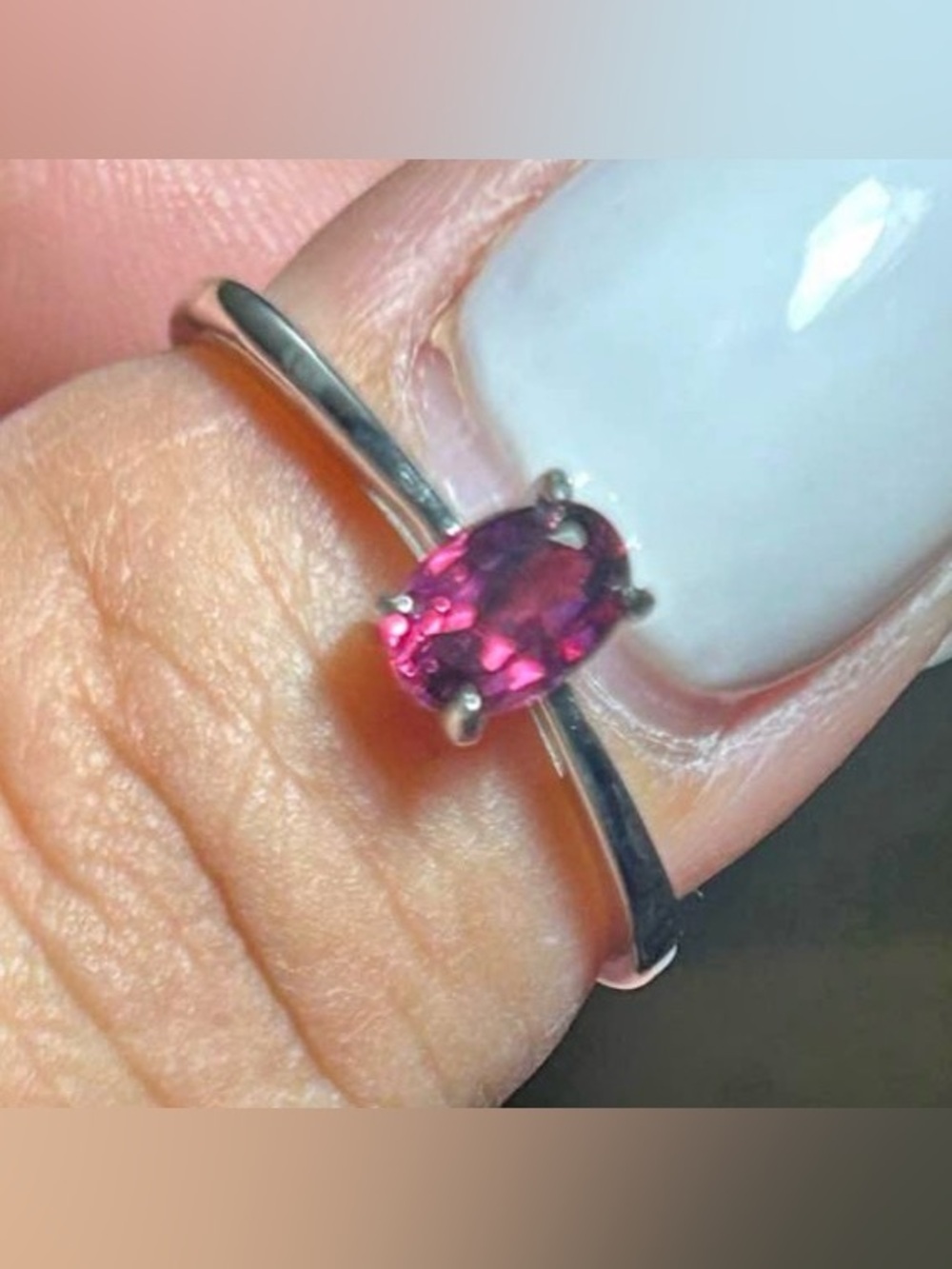 Rhodolite Garnet solitaire ring